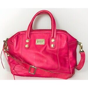 Diesel Hot Pink Red Leather Y2K Satchel Tote Shoulder Bag Gold Crossbody